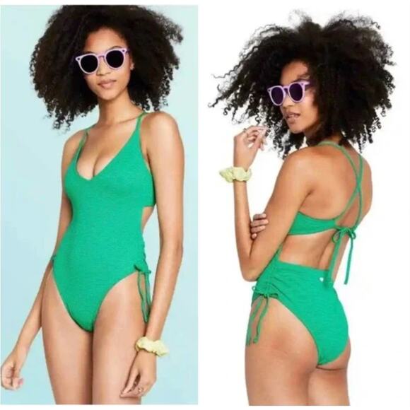 Stoney Clover S green Textured One Piece Swimsuit - Picture 1 of 8